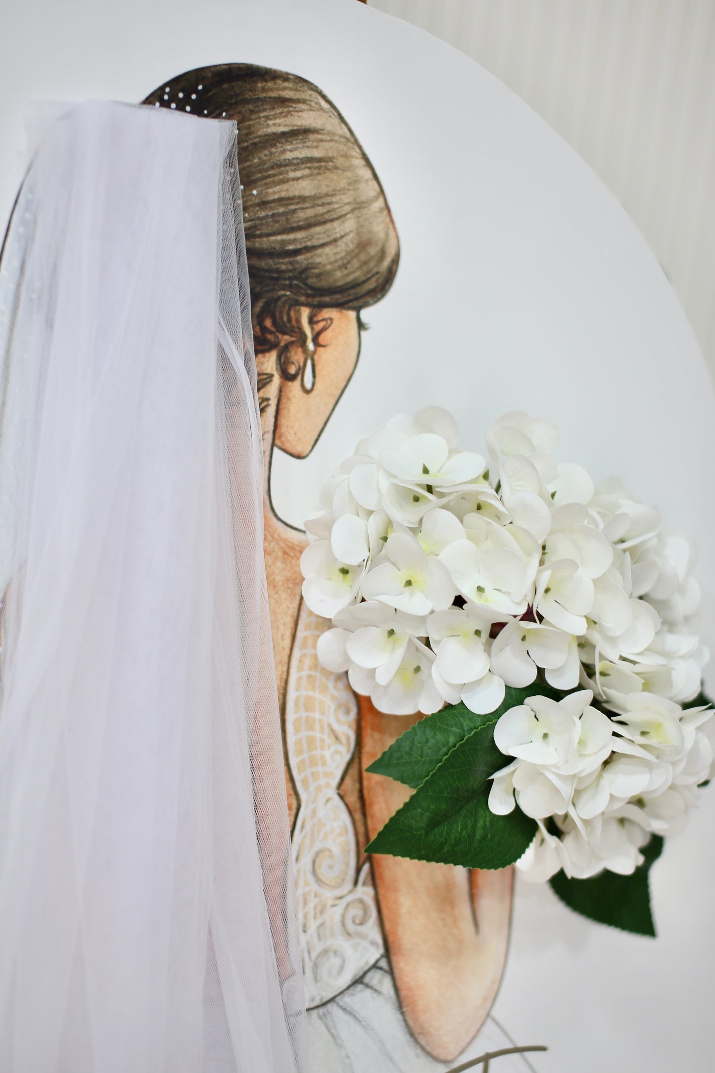 Customizable KT Board with Veil and Artificial Flowers and Wooden Stand - Bridal Shower, Wedding, Engagement Perfect for any occasions!