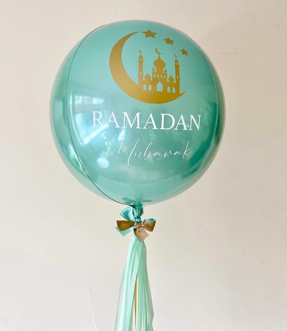 Personalised Ramadan Clear with Blue Latex and Stickers Balloon and Tassels – Ramadan Celebration Decor