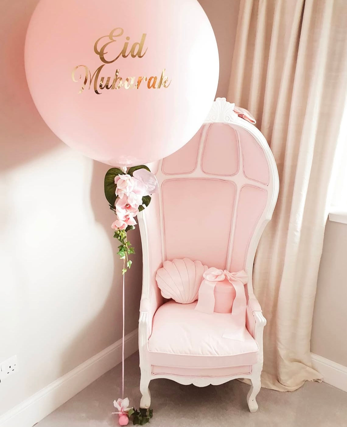 Personalised Ramadan 36” Pink with Stickers Balloon – Ramadan Celebration Decor