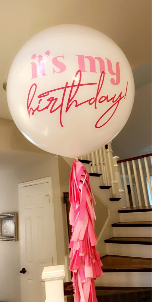 Personalised Helium Balloon Pink with Customize Sticker and Pink Tassels - Birthday, Corporate Event, Grand Opening, Company Event Perfect for special occasion!