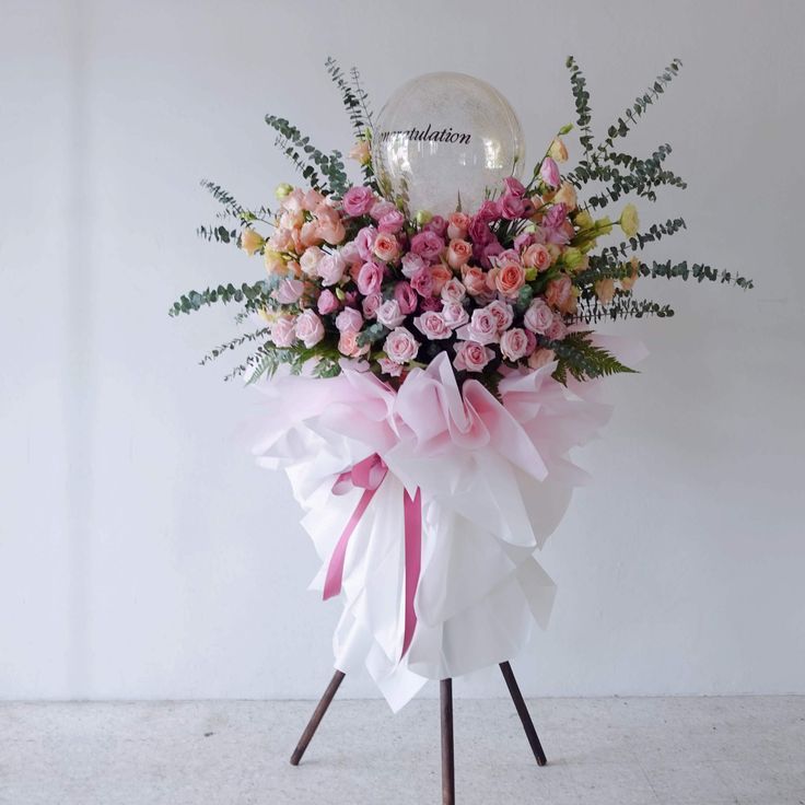 Roses with Clear Balloon with Customize Sticker - Floral Fresh Bouquet