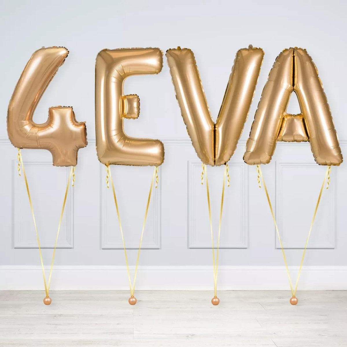 4EVA Helium Balloons Gold, Silver and Rose Gold - Perfect for Valentine's Day, Anniversaries, Proposal, Engagement Party