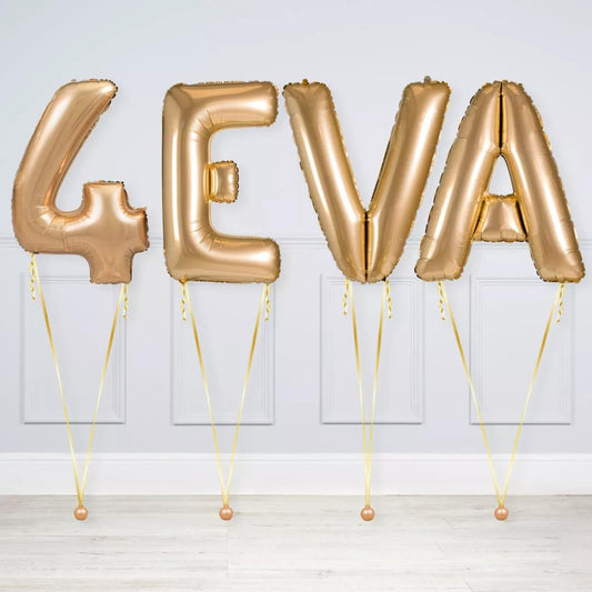 4EVA Helium Balloons Gold, Silver and Rose Gold - Perfect for Valentine's Day, Anniversaries, Proposal, Engagement Party