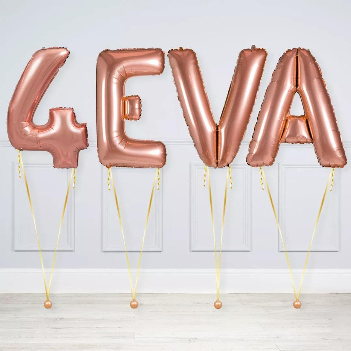 4EVA Helium Balloons Gold, Silver and Rose Gold - Perfect for Valentine's Day, Anniversaries, Proposal, Engagement Party