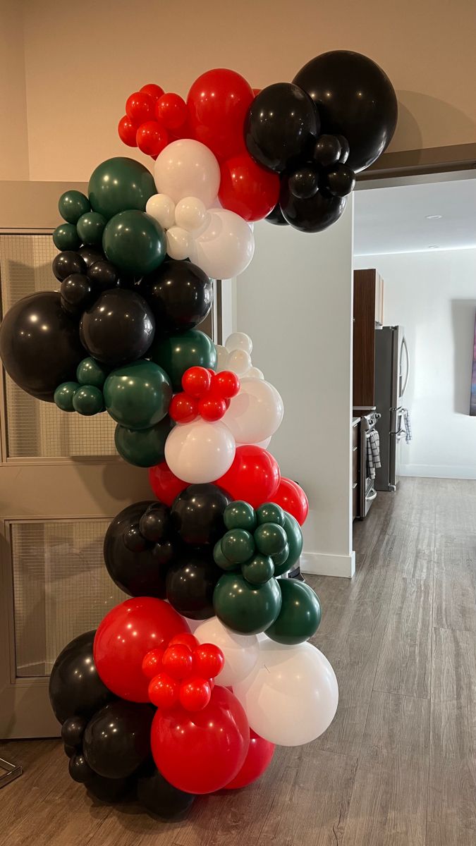 UAE National Day Balloon Red, White, Green and Black Half Arch Organic Chain - Perfect for UAE National Day!