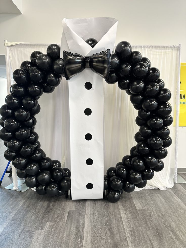 Customize Suit Designed Balloons Black Latex with Black Bow Foil - Perfect for special occasion