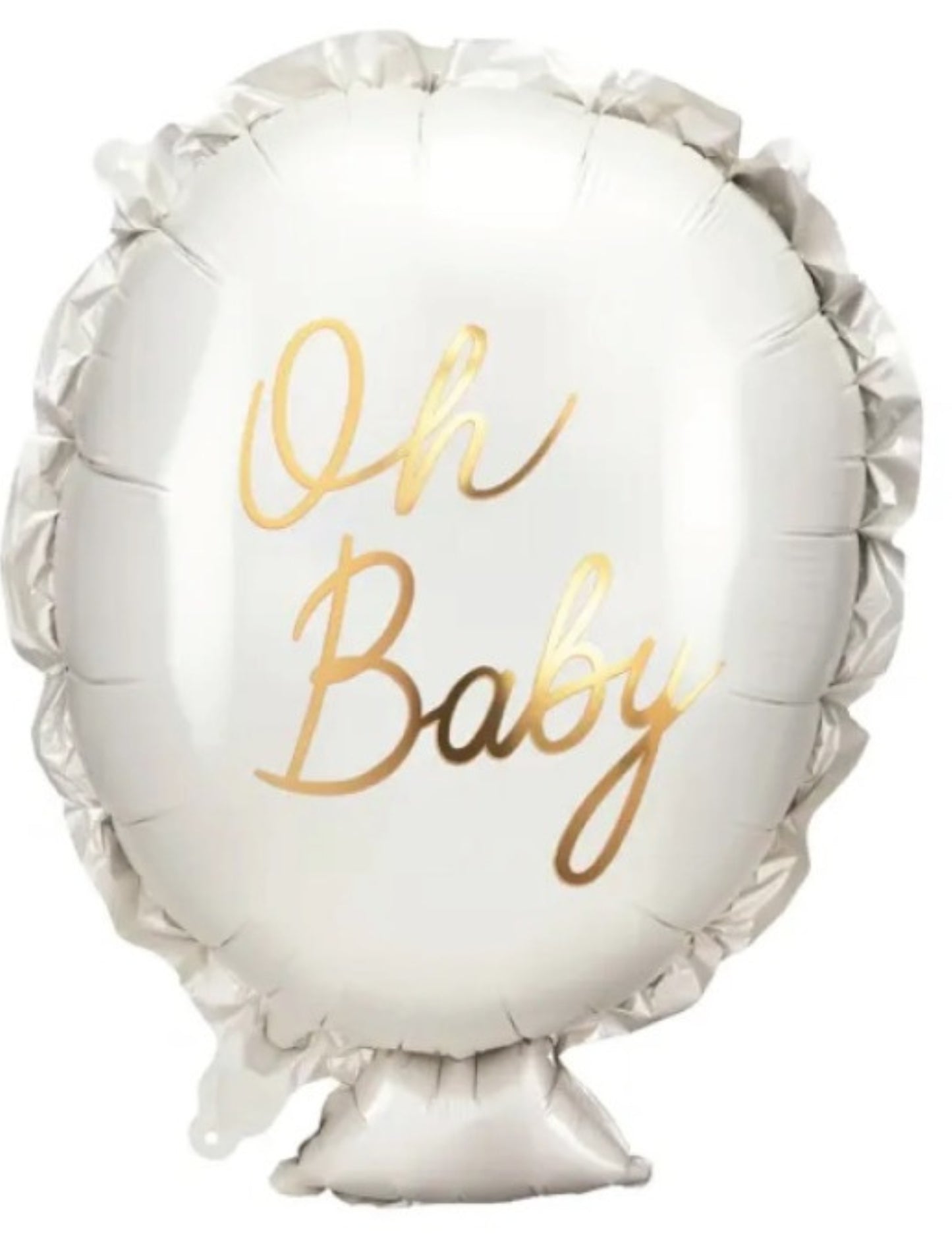 'Oh Baby' New Board Baby White and Gold Helium Foil Balloon - Baby Shower, Perfect for any special occasion!