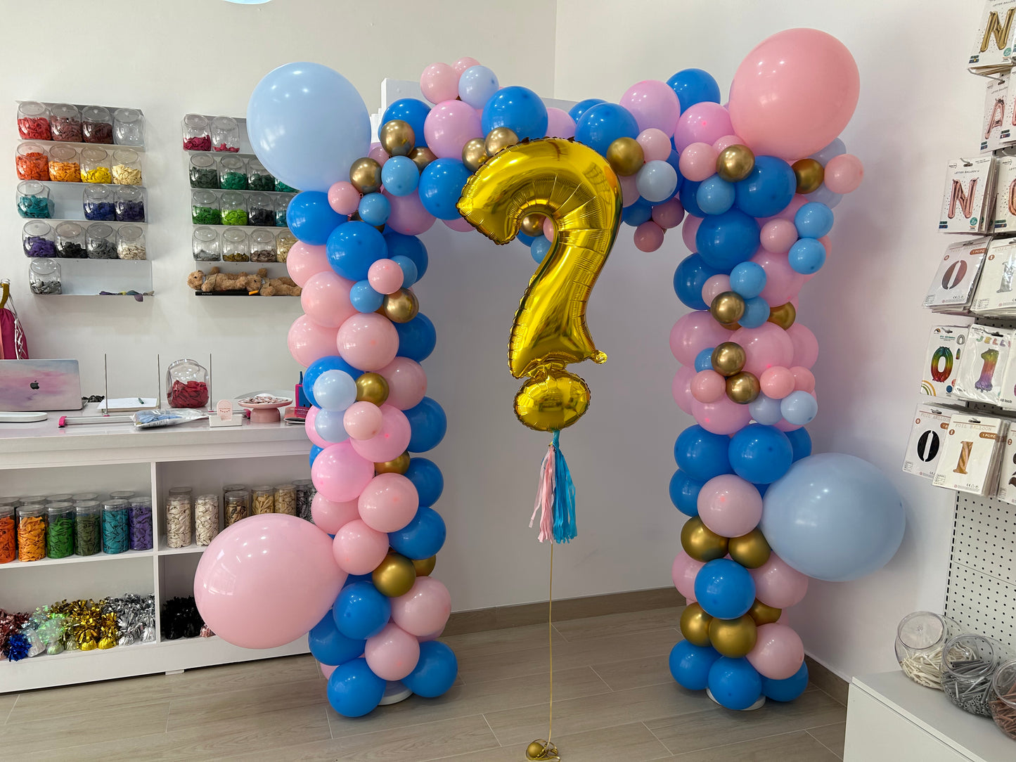 Gender Reveal Kids Birthday Organic Arch Baby Shower Balloon Bouquet Blue Pink Gold