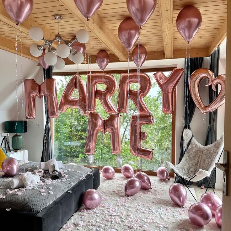 (225ProductCode) Balloon & Banner Bash - Perfect for Birthday Celebration! Will You Marry Me Surprise Setup Proposal Proposal Event Decor White