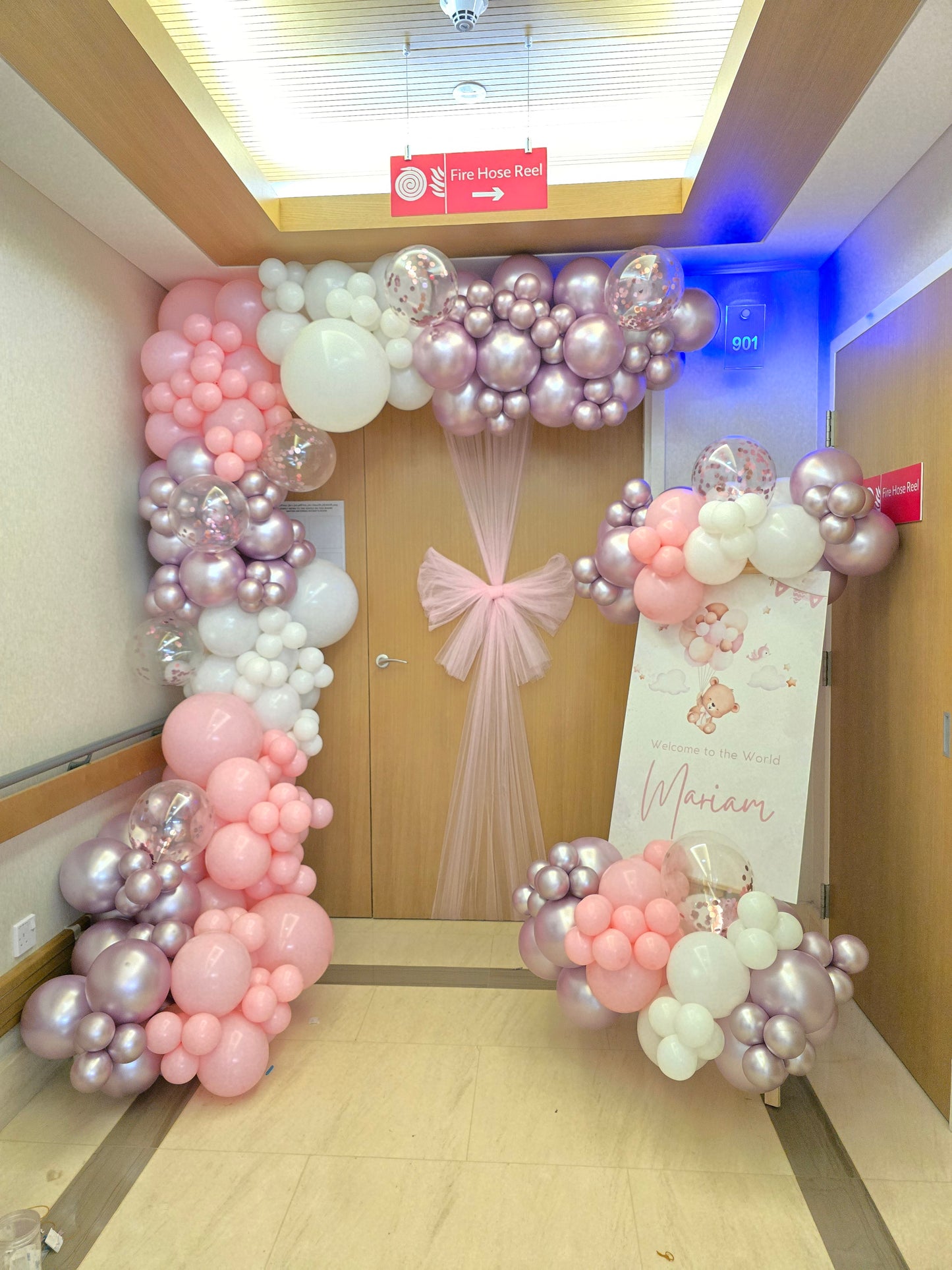 Hospital Setup Welcoming Baby Customize Welcome Board with Organic Balloon Chain, Wall Balloon Chain Garland and Door Decor Cutouts and Ribbon Fabric - Perfect for special occasions