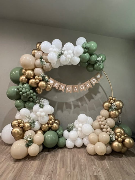 Balloon Green, Beige, Light Gold and White Decor Setup - Perfect for special occasions