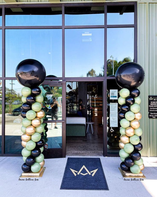 Personalised Company Logo Sticker Balloon Green, Gold and Black Pillar/Column/Tower - Corporate Event, Grand Opening, Company Event Perfect for special occasion!