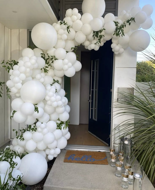 Organic Arrangement Garland Balloon White with Artificial Leaves - Perfect for special occasion