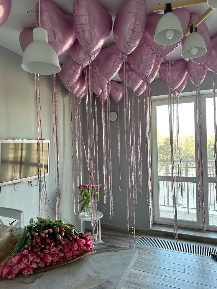 25 Pink Heart-Shaped Helium Foil Balloons with Tassel - Valentine's, Anniversary Perfect for special occasions!