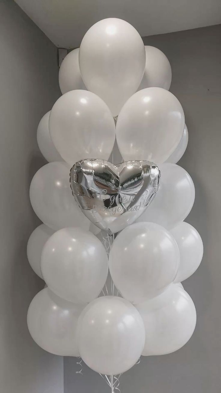 22pcs Black Latex with 1 Silver Heart-Shaped Helium Foil with Customize Sticker Balloons Bunch - Valentine's, Anniversary Perfect for special occasions!