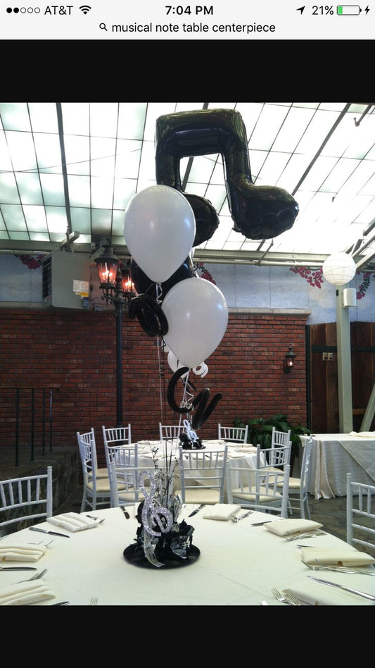 Centerpieces Helium Latex Balloon White and Black with Music Notes Bunch - Perfect for special occasions!