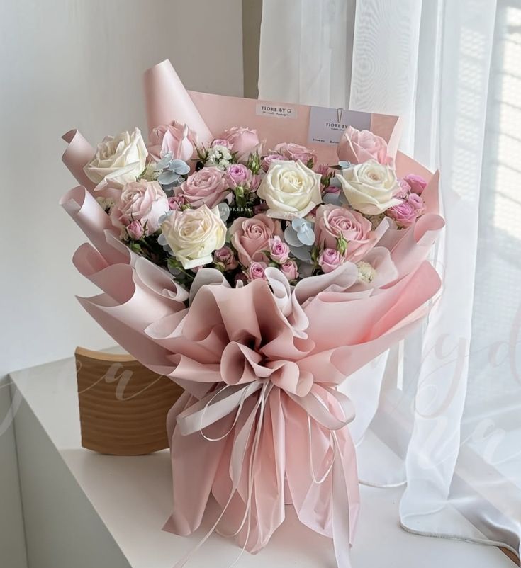 Pink and White Roses - Floral Fresh Bouquet