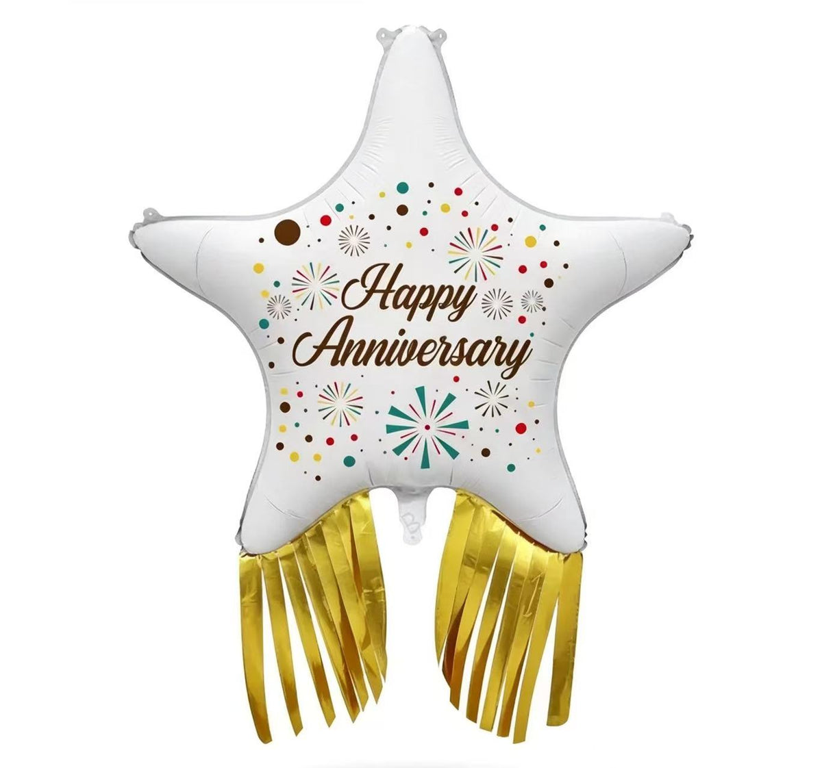 Pink Star Balloon with Happy Anniversary Print With gold tassle Helium Balloon - Perfect for Birthday Celebration!