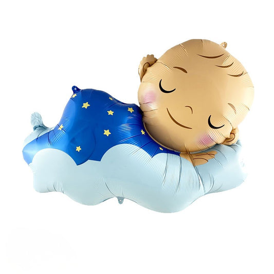 Blue Sleeping Baby Boy Helium Foil Balloon - Perfect for Baby Shower