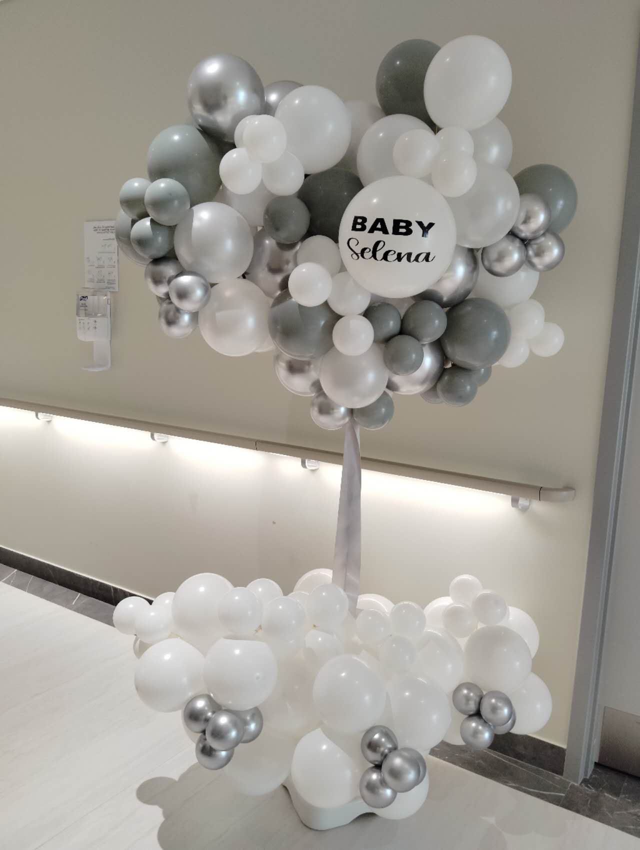Hospital Welcoming Baby Balloon White Silver Gray with Customize Sticker - Perfect for special occasions
