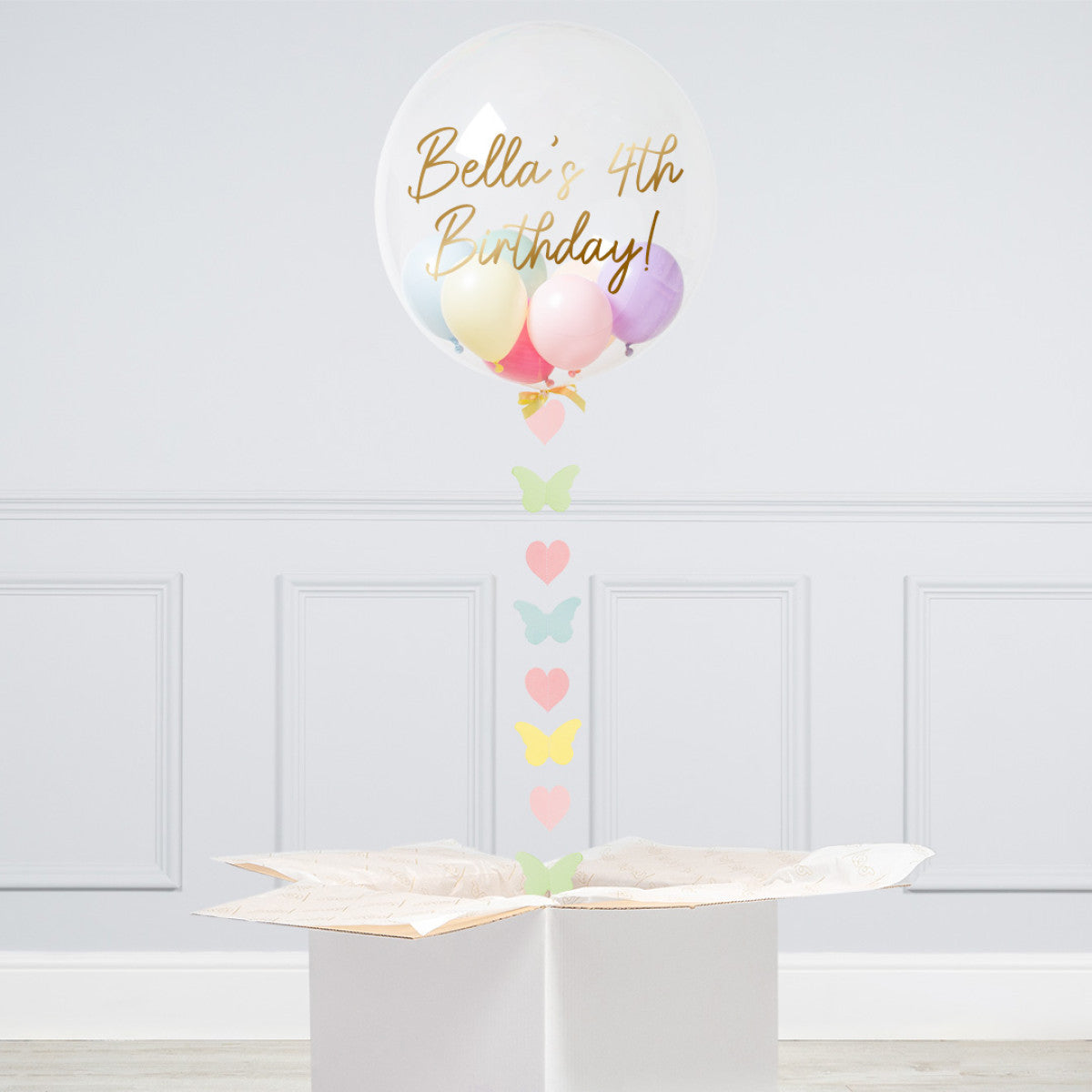Personalised Helium Balloon Pastel Rainbow Mini Filled Helium Bubble Balloon Elevate Your Celebration with Our Stunning Helium Bubble Balloon Bouquet