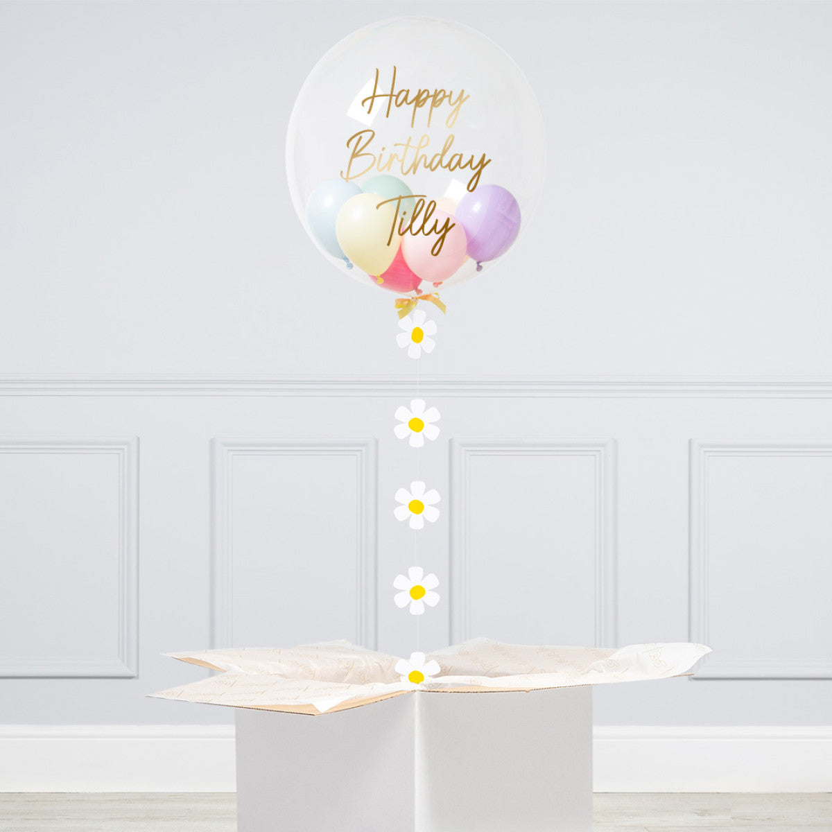 Personalised Helium Balloon Pastel Rainbow Mini Filled Helium Bubble Balloon Elevate Your Celebration with Our Stunning Helium Bubble Balloon Bouquet