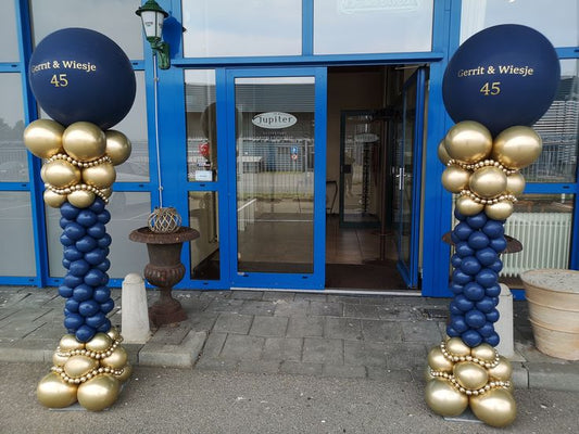 Personalised Company Logo Sticker Balloon Blue and Gold Pillar/Column/Tower - Corporate Event, Grand Opening, Company Event Perfect for special occasion!