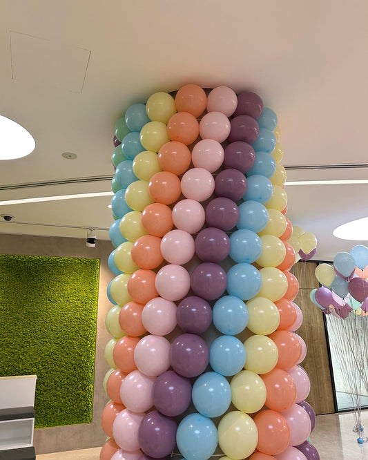 Pillar Post Balloons Mint Green, Peach, Pink, Blue and Purple - Perfect for any special occasions!