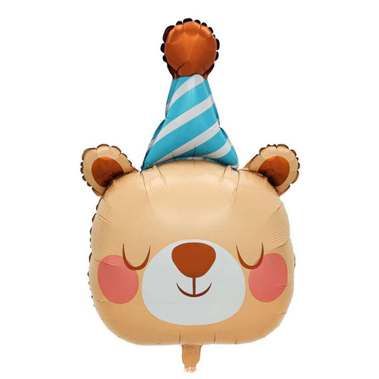 Bear Animal with Party Hat Helium Foil Balloon - Perfect for any celebration!