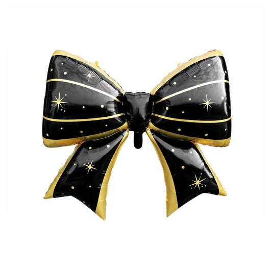 Black Gold Bow Ribbon Helium Foil Balloon - Perfect for any celebrations