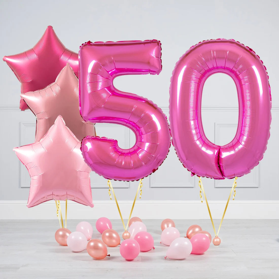 Helium Dark Pink Two Number Set Balloon with Different Shade of Pink and Mini Balloons