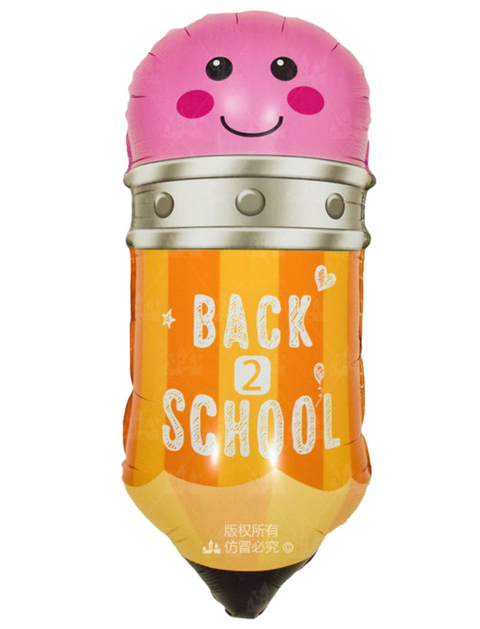 Back To school Decoration Balloon Pencil Stationery Helium Balloon Bouquet Orange Pink