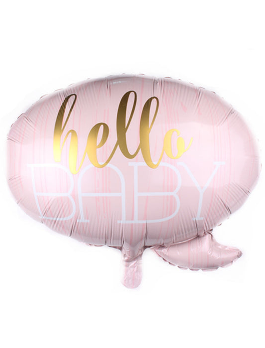 Hello Baby Conversation Bubble Gender Reveal Baby Shower Helium Balloon Bouquet Pink