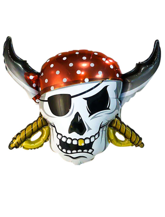 Pirate Captain Skull Pirate Ship Halloween Kids Birthday Helium Balloon Bouquet Red White