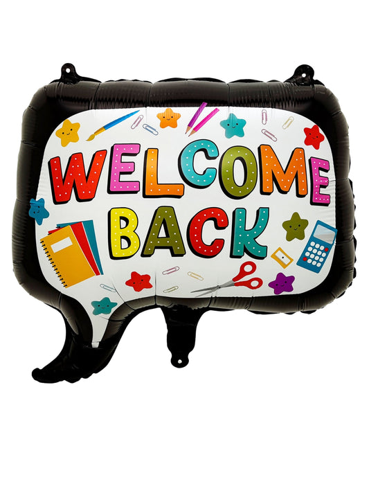 Back To School Decoration Balloon Welcome back Helium Balloon Bouquet White Black