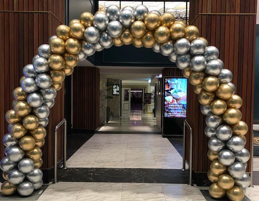 Balloon Arch Silver and Gold - Corporate Event, Grand Opening, Company Event Perfect for special occasion!