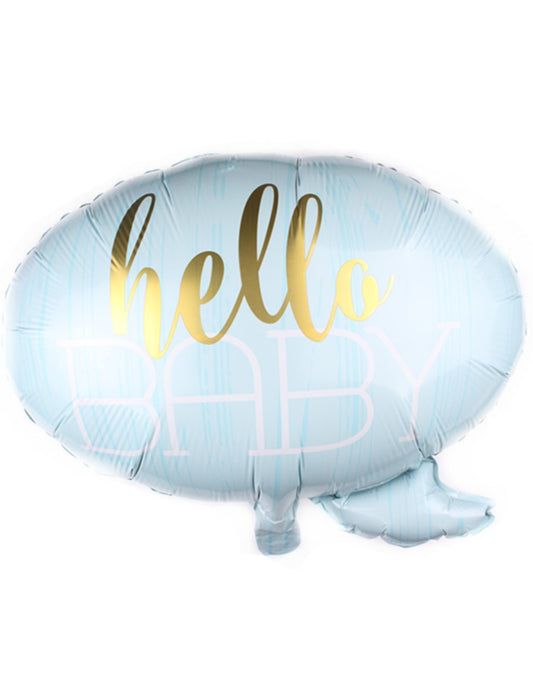 Hello Baby Conversation Bubble Gender Reveal Baby Shower Helium Balloon Bouquet Blue