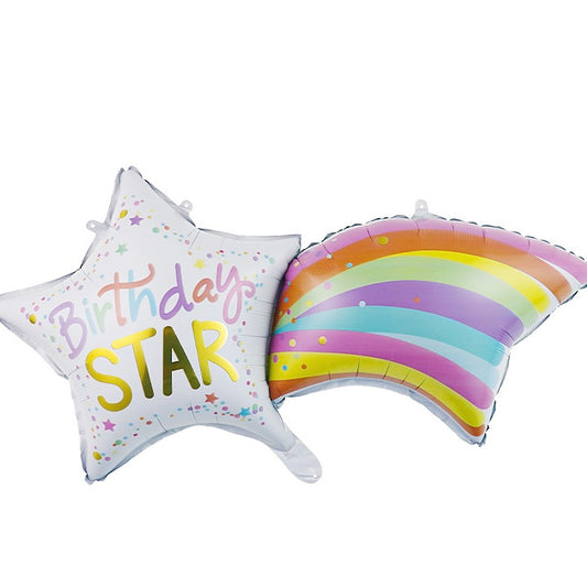 Shooting Star Rainbow Color Helium Balloon - Perfect for Birthday Celebration!