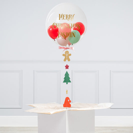 Personalised Helium Balloon - Perfect for Christmas Celebration with Customizable Sticker