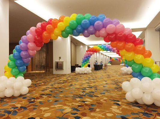 Balloon Arch Red, Purple, Blue, Green, Yellow and Orange Rainbow Arrangement with Clouds accents - Corporate Event, Grand Opening, Company Event Perfect for special occasion!