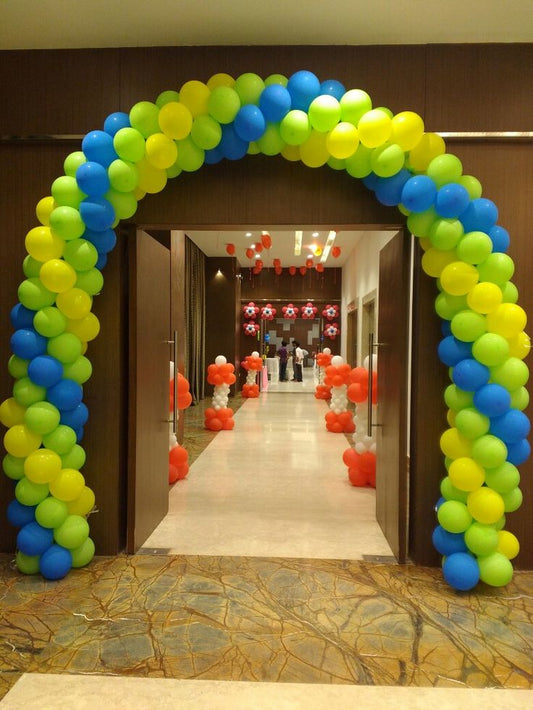 Balloon Arch Blue, Green and Yellow Spiral Arrangement - Corporate Event, Grand Opening, Company Event Perfect for special occasion!