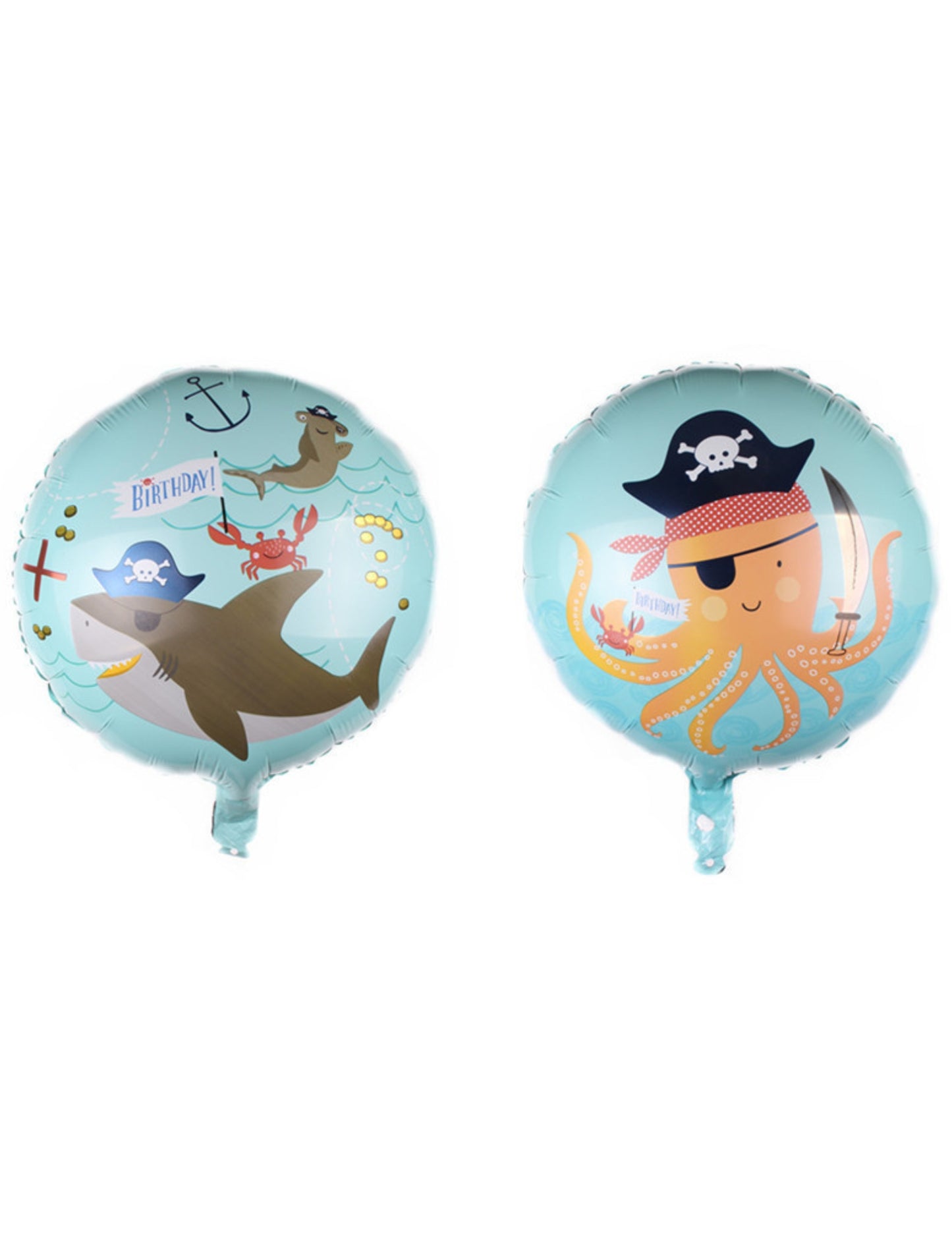 Pirate Shark And Octopus Double Sided Kids Birthday Halloween Helium Balloon Bouquet Blue