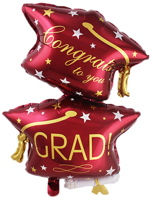 Congrats To You Grad Graduation Helium Balloon Bouquet Red