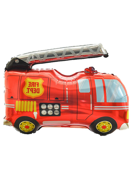 Fire Truck Kids Birthday Helium Balloon Bouquet Red