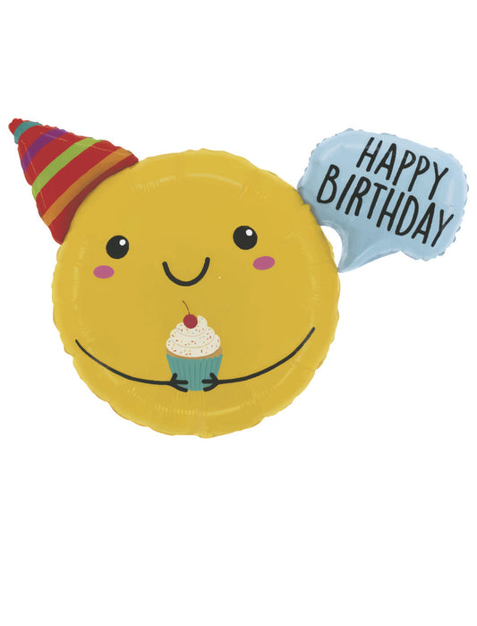 Smiley Face Happy Birthday Balloons Happy Birthday Balloon Kids Birthday with Helium Balloon Bouquet Yellow Blue Red