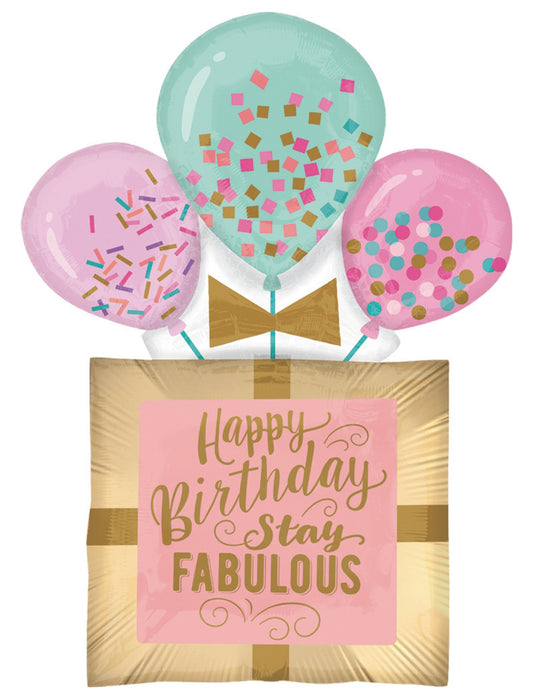 ‘Happy Birthday Stay Fabulous’ Fabulous Box Helium Foil Balloon - Perfect for Birthday Celebrations!