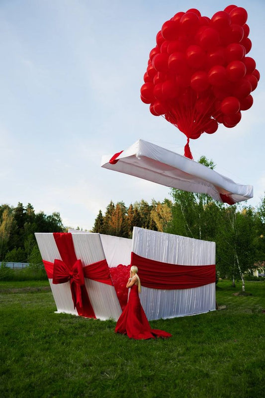 Car Surprise Balloon Red Latex Helium with Customize Box Big Ribbons and Floor Balloons - Perfect for Any Bold Celebrations