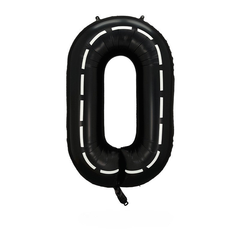 40-inch Foil Black Race Track-Themed Number Balloons (0-9) - Perfect for any Special Occasions
