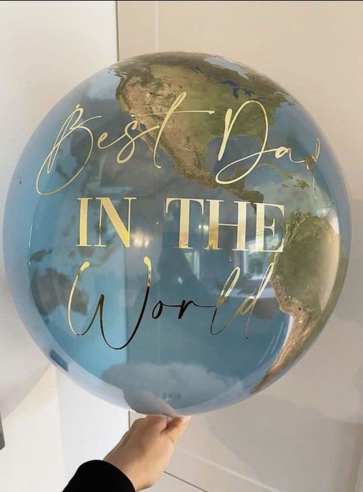 Helium Balloons World with Customize Sticker with Ribbons - Customizable Decor