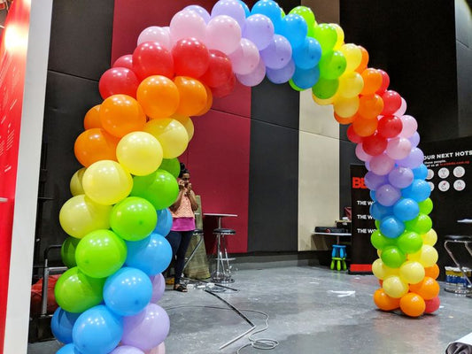 Balloon Arch Pink, Purple, Blue, Green, Yellow and Orange Rainbow Arrangement - Corporate Event, Grand Opening, Company Event Perfect for special occasion!